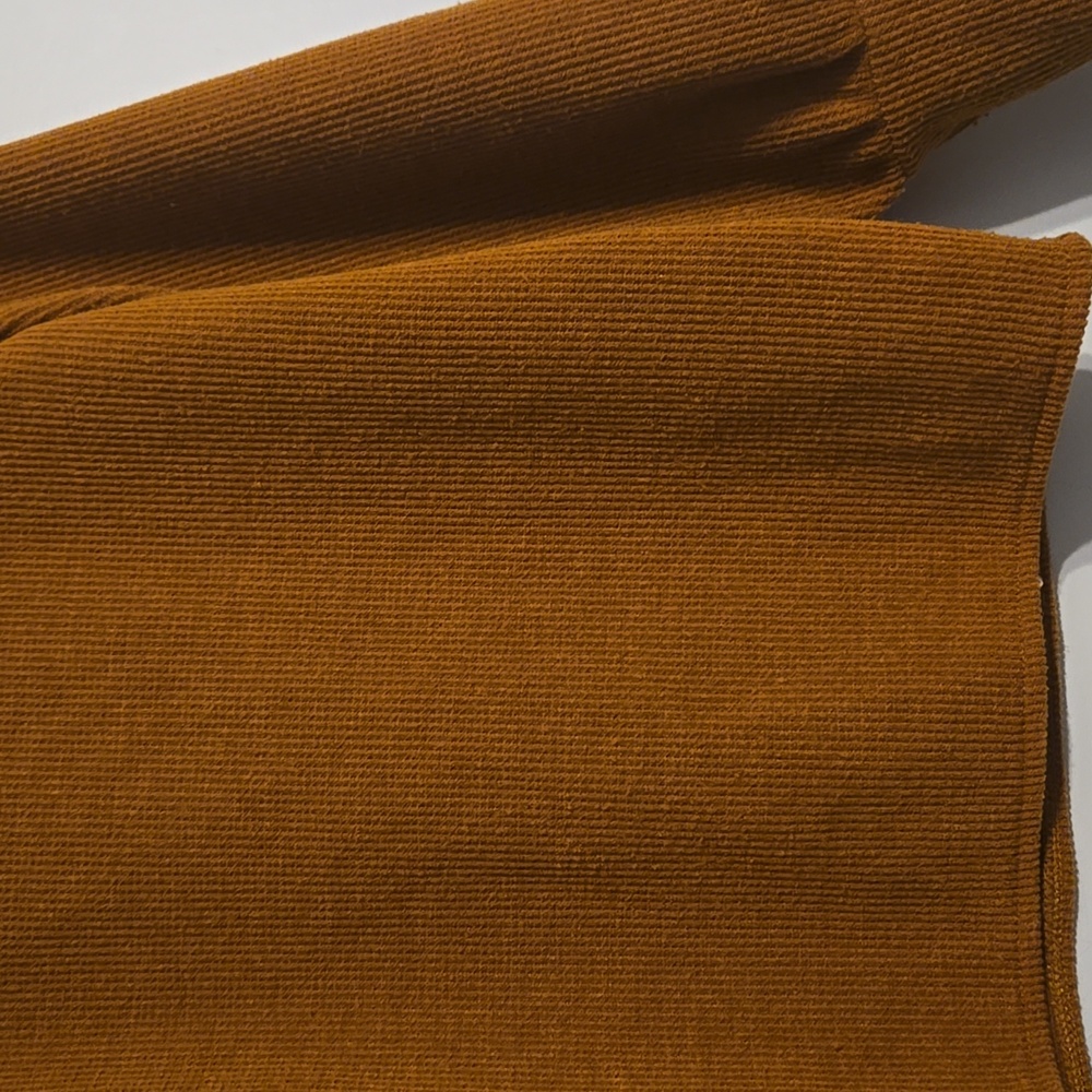 Madewell Mustard / Amber Square Neck Puff Sleeve Ribbed Sweater, Size Medium - Picture 6 of 6